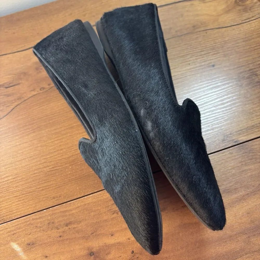Birdies Blackbird Flats Womens 10 Black Calf Hair Loafer Calf Hair Slip On